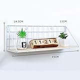 ウォールシェルフ スリムシェルフ　小物収納　おしゃれな木製　アイアン　ウォールラック 壁掛け飾り棚 　壁付け　簡易棚　 耐荷重30kg (ホワイト, 幅45×奥行11×高さ14.5cm)
