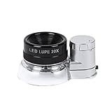 拡大鏡 20倍 高倍率 携帯 ルーペ コンパクトサイズ 6個 LEDライト付き 虫眼鏡 レンズ径 15mm 宝石鑑賞 検品 検査