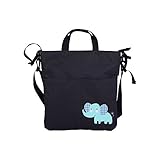 (Newox) ベビーカー用バッグ マザーズバッグ 多機能小物入れ ドリンクホルダー 大容量 可愛い (ブラック×ゾウ)