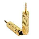 PULABO ミニプラグ3.5mmステレオ標準プラグ6.35mm変換アダプター/ 2個