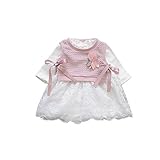 Pojour 春 0-6歳キッズスカート 女の子可愛いドレス 通気 綿 チュールワンピース 2セット ピンク(70cm)