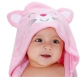 (スマイル ワキキ)Smile YKK 可愛い ベビー バスローブ アニマル バスタオル キッズ フード付き 温泉 お風呂 猫 ピンク M