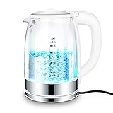 電気ケトルAnti-scaldガラスPP + 304ステンレス鋼暖房青色ライト2L 1850W白16 * 26センチメートル