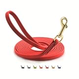 JoyFusion 犬 リード PVC素材 防水 トレーニング用 汚れに強い 1cm厚手 長い からまりにくい 自由調整 散歩 大型犬 小型犬 ハーネス 使いやすい アウトドア 海 川 キャンプ 1.5m レッド