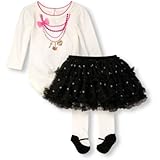 THE CHILDREN'S PLACE(ザ・チルドレンズプレイス) ネックレス ボディスーツ. ハート プリント チュチュ スカート,&バレエ シューズ タイツ セット スノー 上下セット 6～9ヶ