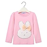 子供服 女の子 長袖 Ｔシャツ 女児 トップス 無地 ブラウス 可愛い ガールズ 通園 ルームウエア カジュアル (ピンク, 110)