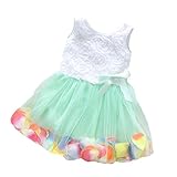 【SEBLES】ベビー服 女の子 女子 ワンピース ドレス レース シフォン オーガンジー スカート ノースリーブ 春 夏 ふんわり スカート 0歳 1歳 2歳(グリーン,100cm)