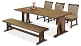 和風モダン 2色対応 6人掛け用 ダイニング5点セット テーブル チェア ベンチ (ライトブラウン)