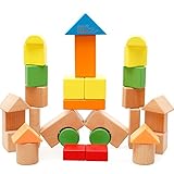 [ドリーマー]　筒入り積み木　知育玩具　32ピース　ブロック　木製　安全性　無臭無毒　立体パズル　赤ちゃん　子供用　おもちゃ　可愛い　カラフル　幾何学認知　色認知　早期開発　お誕生日ギフト　出産祝い