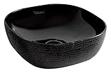 Whitehausコレクションwh71301-f04 Isabella Plusコレクション正方形上マウントBasin withエンボス加工の外部、滑らかな内部、とセンターDrain、ブラック