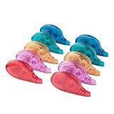 Amazonベーシック 修正テープ 約4mm幅 2倍巻 12m 横引きタイプ 10個パック グリーン、オレンジ、パープル、レッド、ブルード