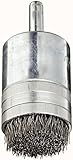 Weiler Wire End Brush, Banded, Solid End, Round Shank, Stainless Steel 302, Crimped Wire, 1" Diamete