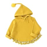 セーター クローク ベビー服 ニット 長袖 秋冬 タッセル フード付き キッズ服 かわいい 入園式 入学式 highdas イエロー 90cm