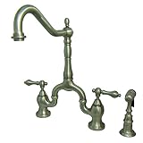 Kingston Brass KS7758ALBS English Country Kitchen Faucet with Brass Sprayer, 8-1/4-Inch, Satin Nicke