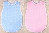 6重ガーゼスリーパー パジャマ ベビー 寝袋 通気 子供 赤ちゃん プレゼント 出産祝い オーガニックコットン寝袋（60-80cm 新生児から３歳） (60, 水色ドット)