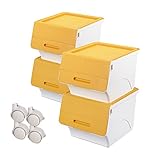 山善(YAMAZEN) 収納ボックス フタ付き 高さ31cm 4個組 キャスター付き サンドイエロー YOB-M*4C(SYE)