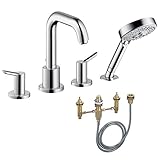Hansgrohe KT31733-06646CR Focus S 2-Handle Roman Tub Faucet with Handshower and Rough-In [並行輸入品]