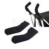 2pcs-soft-baby-pram-stroller-handle-neoprene-magic-tape-bumper-bar-cover-black