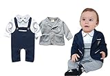 ViVaShop 子供服 ベビー フォーマル 男の子 ロンパース 結婚式 グレー 80