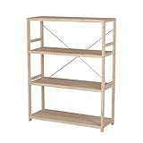 エイアイテック(AITECH) オープンラック シェルフ 本棚 スリム 省スペース 頑丈 おしゃれ かわいい オフィス 組立簡単 3段/4段/5段 キッチン収納 パインラック4段80 幅82㎝ 奥行30㎝ 高さ105㎝ 木製 ナチュラル ECPR-8210 NA