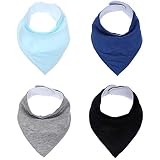 sweetTIMEベビーソリッドバンダナDrool Bibs、手図面設計4個パックLargeサイズwithソフト吸収性コットン、調節可能なスナップ – ユニセックスDribble Bibs Gift 