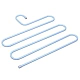 OUNONA ズボンハンガー 多機能　S字型 　ステンレス 滑り止め 5層 2個入り（スカイブルー）