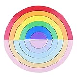 P Prettyia 木製スタッキングおもちゃ　虹　ビルディング　ブロック　積み木　子供の教育玩具　2セット入り