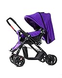 両対面　 折りたたみ　 ハイシート 　ベビーカー　4輪　通気性の良い (パープル)