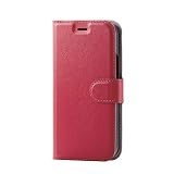 エレコム iPhone 12 mini ケース Qi充電対応 ソフトレザー 薄型 磁石付 ステッチ ブラック レッド PM-A20APLFU2RD