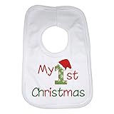 Baby Bib Personalized Graphic Print Design - My 1st Christmas - Unisex (Boys, Girls) - White by 2Per