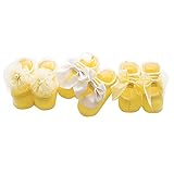 【3足セット】出産祝い かわいい ベビーソックス 新生児 赤ちゃん 靴下 滑り止め付き 可愛い 女の子 キッズ 柔らかいXS(0~12ヶ月) S(12ヶ月~36ヶ月)(イエロー)Gaorui(ガオルイ