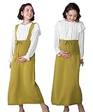 Sweet Mommy マタニティスカート 2WAYボトム ニット ストラップ取り外し可 オーガニックコットン100％ バックスリット ウエスト調節 ショルダー高さ調節可 大きいサイズ マキシスカート