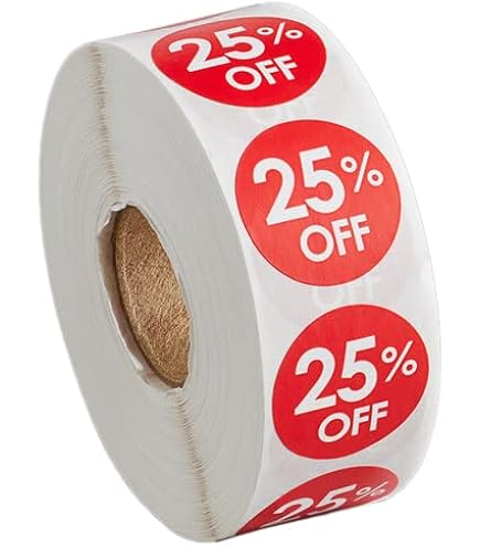 1 Inch Round Red Discount Labels For Retail Stores & Sales