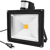 Warmoon LED Motion Sensor Flood Light, 50W Warm White, 3200K, 4500-6000lm, Waterproof Security Light