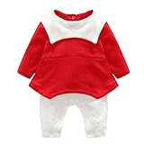 エルフ ベビー(Fairy Baby)ベビー服 長袖 女の子ロンパース カバーオール 四季兼用 可愛い レッド+ホワイト 73cm