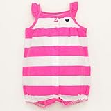 Carter's (カーターズ) フロントスナップ キャミソール ロンパース ボーダー 蛍光ピンク6m [並行輸入品]
