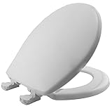 Mayfair 80EC 000 Solid Plastic Toilet Seat featuring Easy-Clean & Change Hinges and STA-TITE, Round,