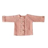 ANKECHANG ベビー服 カーディガン 長袖カーデ 女の子 幼児 綿 シンプル 純色 3-24ヶ月 size 66 (ピンク色)