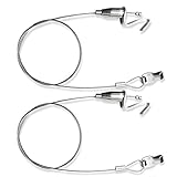 Augsion ピクチャーレール ステンレス ワイヤー フック 自在金具付 吊り下げ金具 自在金具付 額縁 絵画 壁掛け 展示 用 シルバー 径1.5㎜×50㎝ 2本入