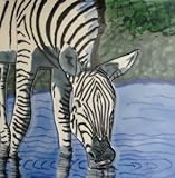 Zebra装飾セラミック壁アートタイル4 x 4
