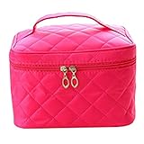 メイクポーチ 化粧ポーチ　コスメバッグ　バニティケース　トラベルポーチ 鏡付き ドレッサー 化粧品 収納 雑貨 小物入れ 女性 　超軽量　機能的　大容量！７色 (バラ色)