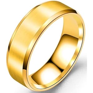 ステンレスリング メンズ 指輪 シルバー ゴールド ブラック シンプル サージカル Luxjely (Gold【ゴールド】, 12号(US6.5号))