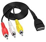 Sound Wave【 3RCA to USB AV TVアダプターケーブル1.5M 】 USBメスA to 3 RCA AV A/V TVアダプターコードケーブルUSB-3RCAオーディオビデオケーブル 黒色 ブラック トップボックスTVゲームコンソール用 3RCA オーディオ ビデオケーブル USB 3RCA (1.5M F-M)