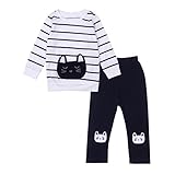 Hanyiベビーキッズセット動物猫プリントトラックスーツ+パンツ服装セット カラー: マルチカラー