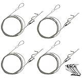 Augsion ピクチャーレール ワイヤーロープスリング 自工場 品質保証 ステンレス レール ワイヤー フック 自在金具付 吊り下げ金具 自在金具付 額縁 絵画 壁掛け 展示 用 シルバー (1.5m ワイヤー4本 セット フック各1個 付属)