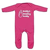 (フロソ) FLOSO 赤ちゃん・ベビー用 Daddys Drinking Buddy(パパの飲み友達)プリント 長袖ロンパース ボディースーツ オールインワン スリープスーツ (6-12ヶ月) (ピ