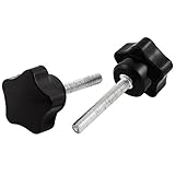 uxcell ねじノブ 星型 スター型のヘッド ねじタイプ クランプねじ ブラック ネジの長さ40mm 2個入り