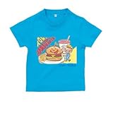 BabyChips tom's hamburger(名入れ半袖ベビーTシャツ) 110 ターコイズ