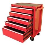 Excel 5-drawerローラーメタルツールChest – Amazingガレージストレージソリューション赤でカラー – Highlyモバイルandスーパースチール