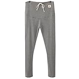 BEREAM マタニティ パンツ レギンス 綿 コットン 産前産後 春秋 ウエスト調節 ひも付き ダークグレー